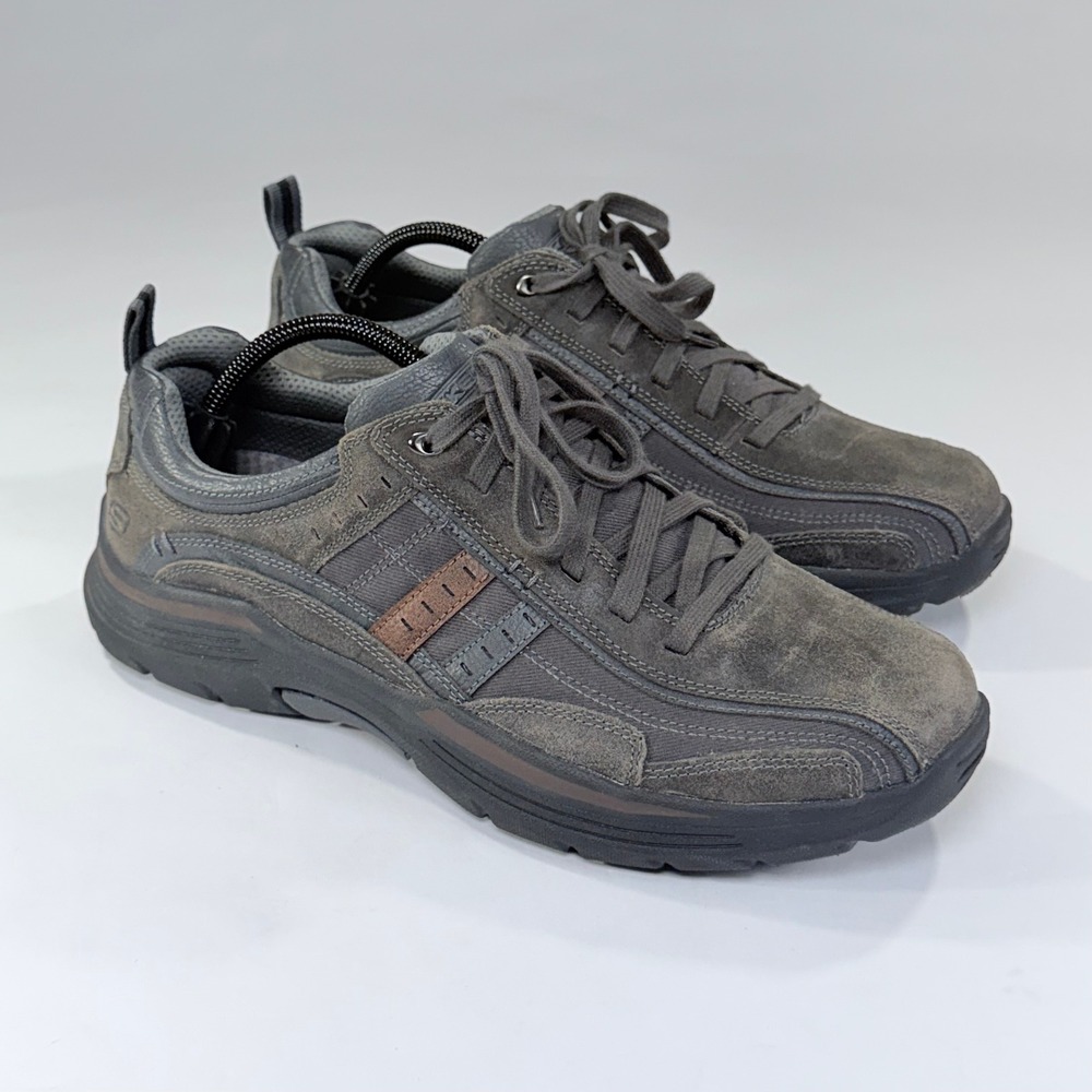 NEW Skechers Expended Manden Shoes Mens 11.5 Gray Suede Walking Relaxed Fit